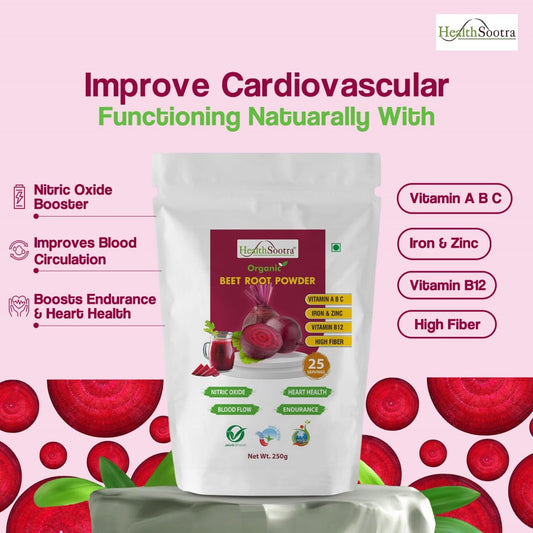 Organic Beetroot Powder | Rich in Antioxidants & Amino Acids, Immunity Booster | Supports Heart, Hair Growth and Glowing Skin | for Pre and Post Workout Drink (Pack size 250gm)