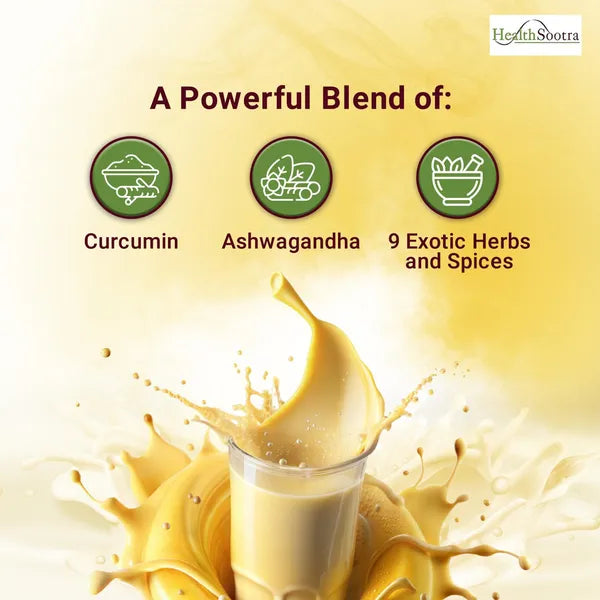 Golden Milk Mix | Turmeric Latte with Ashwagandha and 9 Herbs for Immunity Booster, Body Detox, Antioxidant Rich l Good for respiratory system l (150g / 30 servings)