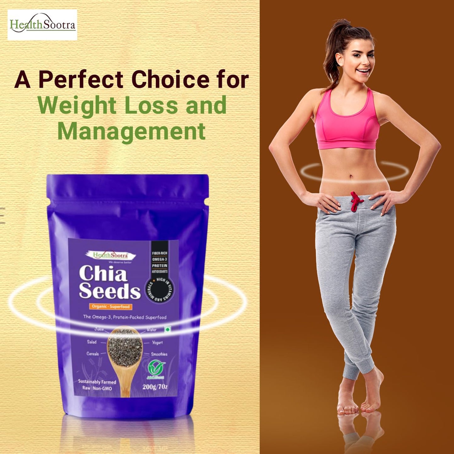 Raw Chia Seeds | 100% Organic, High Protein & Fiber Rich Superfood for Weight Management (pack size 200g)