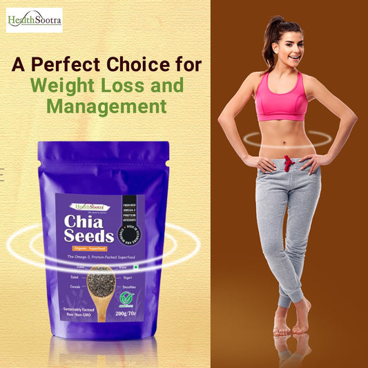 Raw Chia Seeds | 100% Organic, High Protein & Fiber Rich Superfood for Weight Management (pack size 200g)