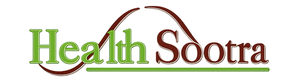 Logo of Health Sootra with green and brown text on a white background