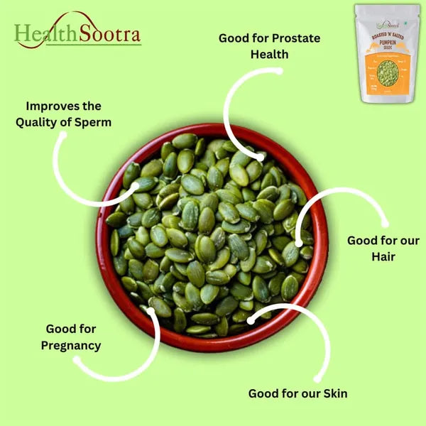 Roasted & Salted Pumpkin Seeds | Crunchy Diet Food Rich in Plant Protein, Zinc & Dietary Fiber | Healthy Snack (pack size 150g)
