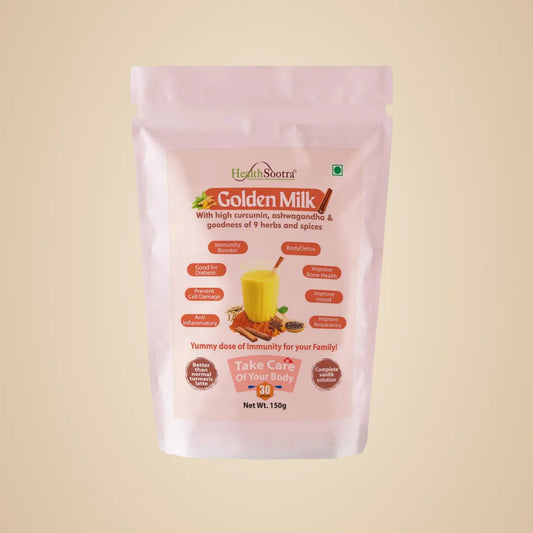 Golden Milk Mix | Turmeric Latte with Ashwagandha and 9 Herbs for Immunity Booster, Body Detox, Antioxidant Rich l Good for respiratory system l (150g / 30 servings)