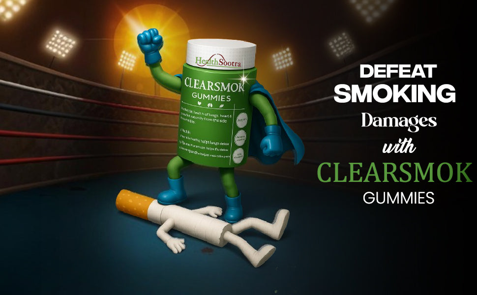 Clearsmok Gummies - Unique Formulation Recover From Smoking Side effect on Heart , Lungs & Muscles| Sugar-Free Orange Flavor | Vasaka, Peepli, Arjuna, Punarnava, Ashwagandha | Advanced Formula | 60 Gummies Pack | Complete Detox