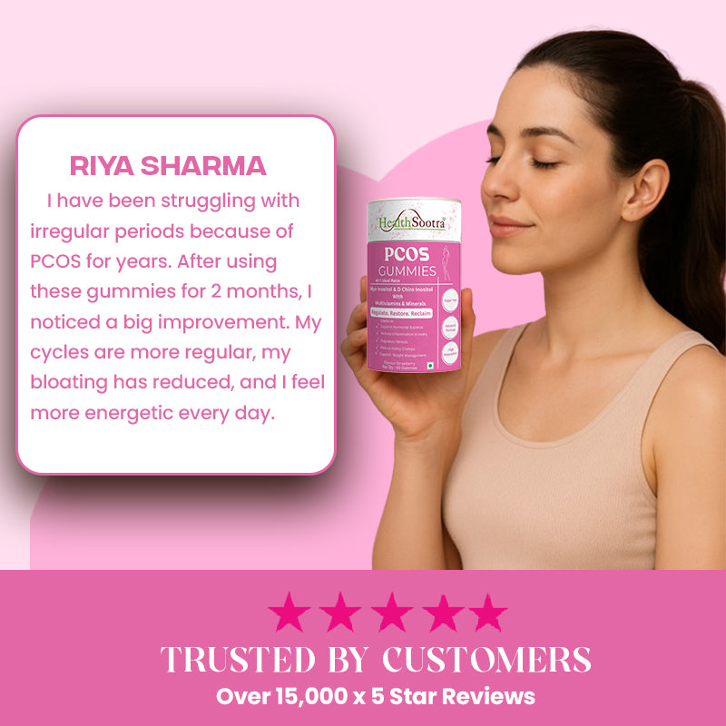 PCOS Gummies with Myo-Inositol & D-Chiro Inositol (40:1 Ratio) with Multivitamins & Minerals | Supports Hormonal Balance & Regular Cycles (60 Gummies - Strawberry Flavor)).